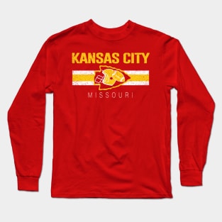 Vintage Kansas City KC Retro Football At Sunday Game Day Long Sleeve T-Shirt